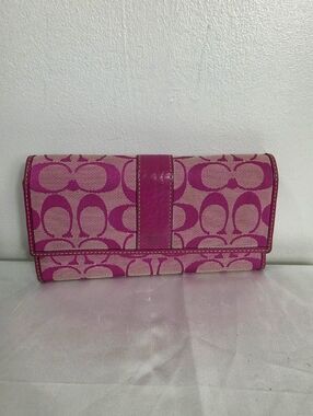 Coach Pink Signature Continental Wallet